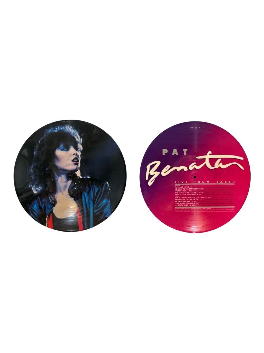 Vintage 1983 12” Vinyl Picture Disc Pat Benatar Live From Earth Album